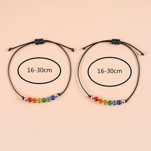 2Pcs/ Set Rainbow Bracelet Rainbow Rope Jewelry Women Men Modern Adjustable Bracelet Gift Couple Cord Bracelets Rainbow Friendship Bracelets Relationship Connection Bracelet For Women