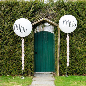 2pcs/lot Good Quality 36inch Round White and black Print Mr&Mrs Latex Balloons For Happy Wedding And  Valentine's Day