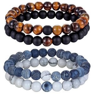 2pcs/set 7 Style Couples Distance Bracelet Natural Stone Yoga Beaded Bracelet For Men Women Friend Gift Charm Natural Beaded Bracelets For Women Tiny Crushed Stone Natural Stone Charm Bracelet