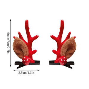 2pcs/set Christmas Hair Clips For Girls Cute Deer Ear Hairpins Hairgrips Kids Christmas Antler Hairpin Barrette Fashion Hair Accessories For Women