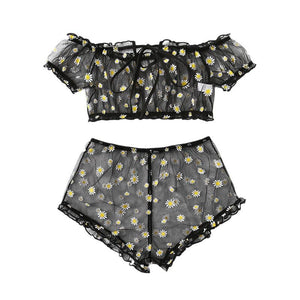 2PCS/Set Off Shoulder Lace Up Bikinis Women Sweet Women's Bathing Suit Two Piece Strap Swimsuit Swimwear Bikini Beachwear Set Casual Short Sleeve Suits Swimsuits Beachwear Bathing Suits