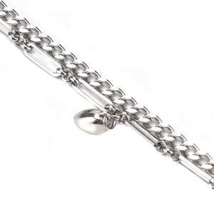 2pcs/Set Stainless Steel Double Chain Vintage Couple Bracelet Heart Magnet Attractive Magnetic Bracelet Oval Chain Paperclip Chain Double Layer Love Heart Magnet Bangle Bracelets Hypoallergenic Engraved Adjustable Couple Bracelet Set Gifts For Women Men