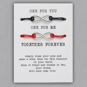 2pcs/set Together Forever Love Infinity 8 Charm Bracelet Red String Couple Bracelets Wish Jewelry Long Distance Matching Bracelets For Best Friend Mother Daughter 17-30cm
