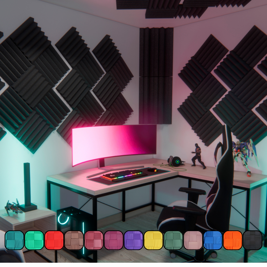 Easy Mount Acoustic Foam Kit - 12x12x2" Acoustic Foam Panels With Adhesive - Wedge Style - 4 Pack