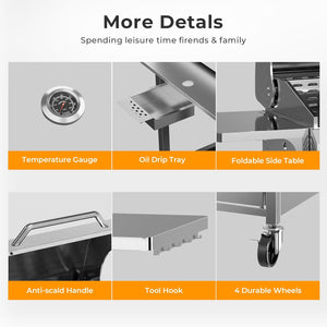 3 & 4-Burner Propane Gas Grills with Side Burners, for Outdoor Cooking, BBQ, Patio, Camping