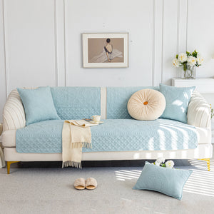Cotton Quilted Sofa Cover, Non-Slip Couch Protector Fits Backrest, Seat & Armrest
