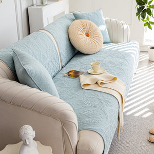Cotton Quilted Sofa Cover, Non-Slip Couch Protector Fits Backrest, Seat & Armrest