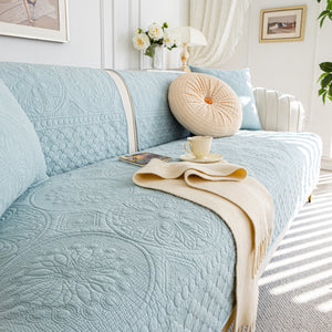 Cotton Quilted Sofa Cover, Non-Slip Couch Protector Fits Backrest, Seat & Armrest