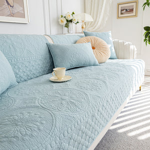 Cotton Quilted Sofa Cover, Non-Slip Couch Protector Fits Backrest, Seat & Armrest