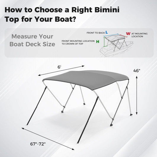 3-Bow/4-Bow Boat Bimini Top Sun Shade Boat Canopy with Storage Boot-3-Bow