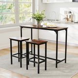 Industrial 3-Piece 47.5" Counter-Height Dining Table and 2 Bar Stools-Coffee