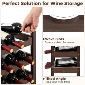 3-Tier Bamboo Freestanding Countertop Wine Bottle Organizer-Coffee