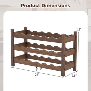 3-Tier Bamboo Freestanding Countertop Wine Bottle Organizer-Coffee