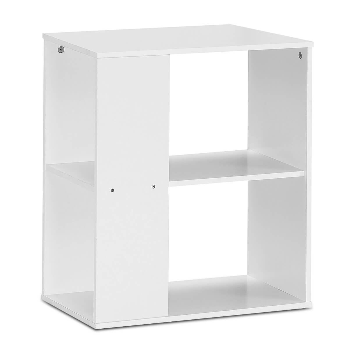 2-Tier Side End Table with Storage Shelves -Brown