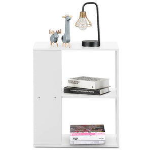 2-Tier Side End Table with Storage Shelves -Brown