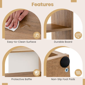 Concave Bookshelf 3-Shelf Open Bookcase with Anti-Toppling Device for Living Room Study Office