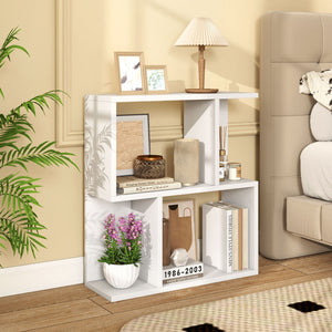 3-Tier Bookshelf with Display Shelf for Small Space-White