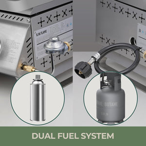 3-Burner Tabletop Portable Propane Gas Grill with Detachable Griddle,24,000 BTU Compact Outdoor BBQ TG0130K