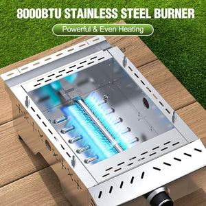 3 Burners Portable Propane Griddle，25 inch Stainless Steel Gas Grill，24,000 BTU Table Top Grill TG0130C