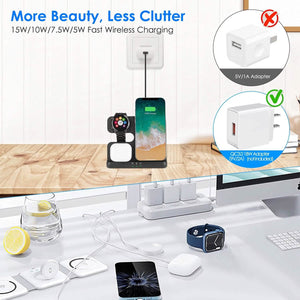 3-in-1 Fast Wireless Charger for Qi-enable Phones, Earphones and Watches