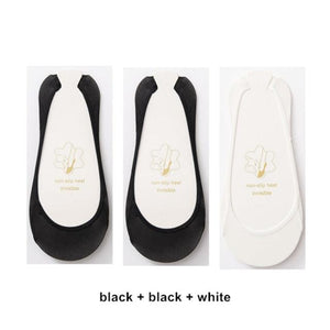 3 Pairs Invisible Boat Socks Women Summer Silicone Non-Slip Socks for High Invisible Heels Ice Silk Socks for Women