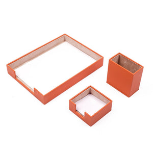 MOOG Leather Desk Set-3 Accessories-Single Document Tray - Blue - 3 PCS