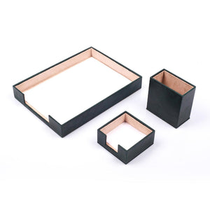 MOOG Leather Desk Set-3 Accessories-Single Document Tray - Blue - 3 PCS