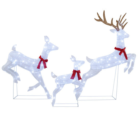 3-Piece Christmas Pre-Lit Lighted Reindeer Family Set