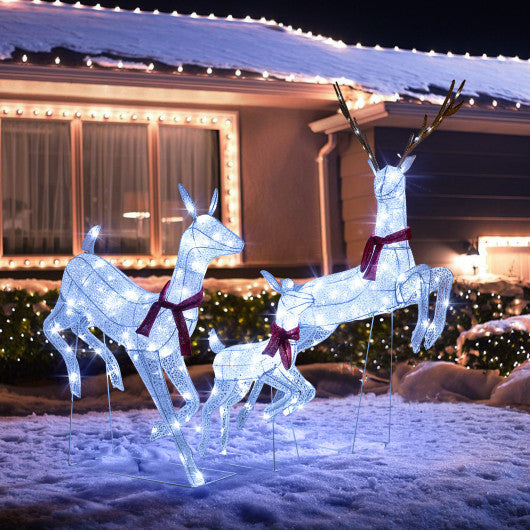 3-Piece Christmas Pre-Lit Lighted Reindeer Family Set