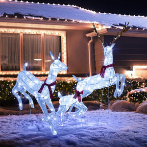 3-Piece Christmas Pre-Lit Lighted Reindeer Family Set