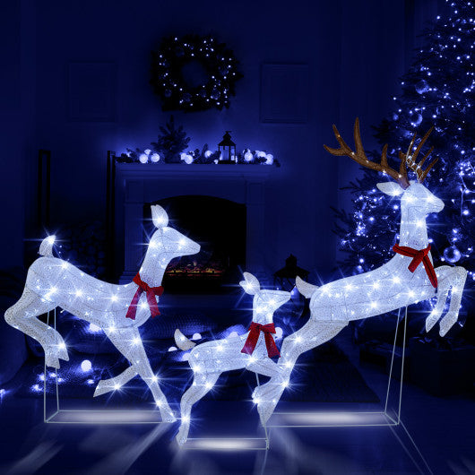 3-Piece Christmas Pre-Lit Lighted Reindeer Family Set