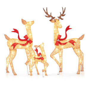 3-Piece Pre-Lit Christmas Deer Family Set