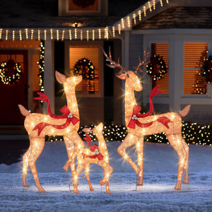 3-Piece Pre-Lit Christmas Deer Family Set