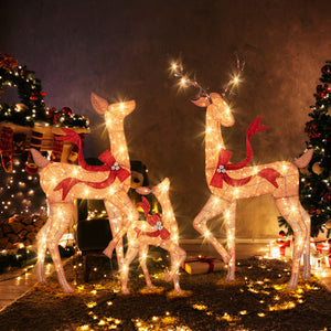3-Piece Pre-Lit Christmas Deer Family Set