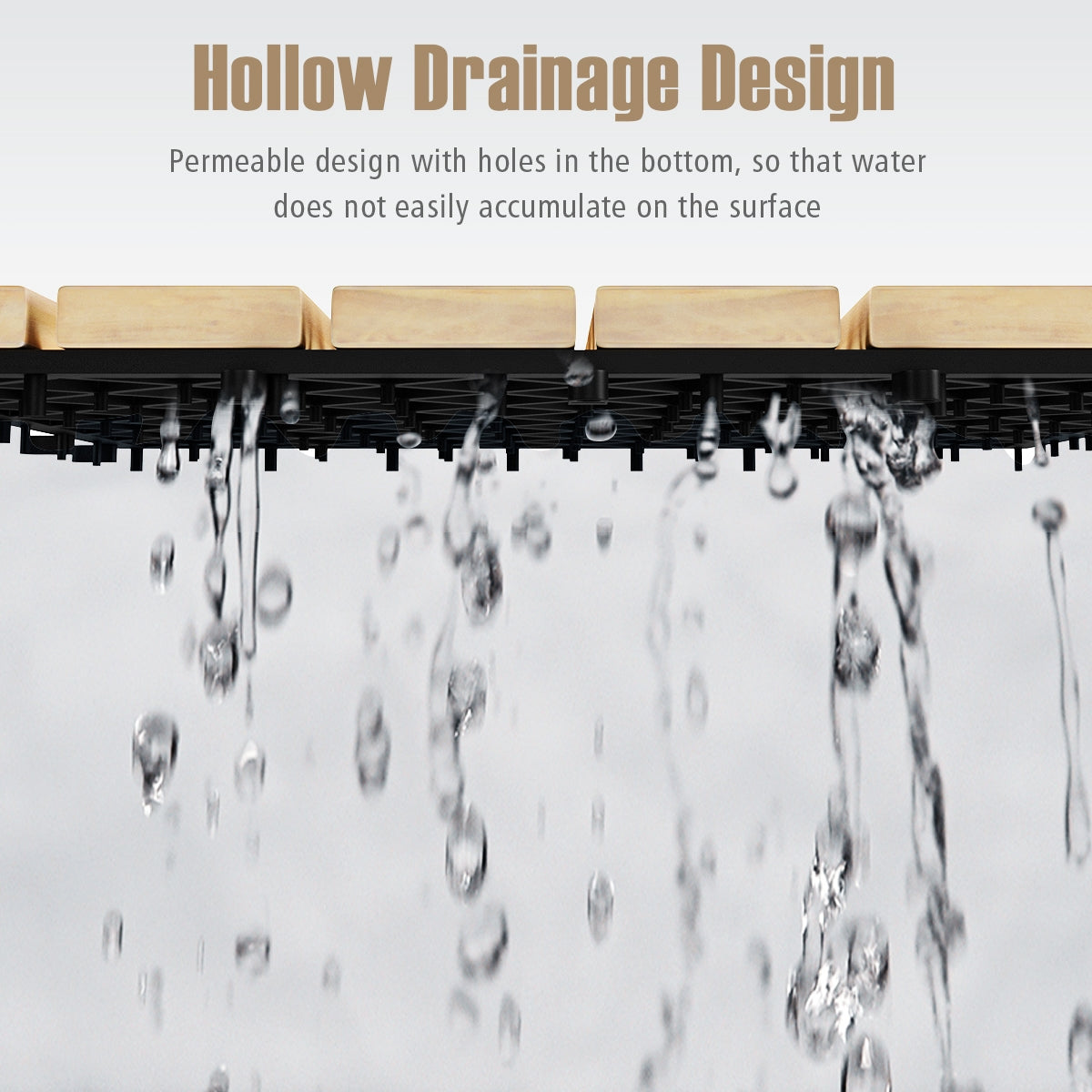 10 Pieces 12 x 12 Inch Acacia Wood Interlocking Tile Flooring by DirectDeals