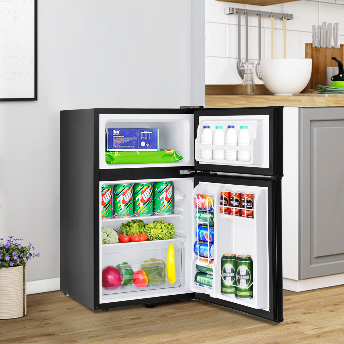 3.2 cu ft. Compact Stainless Steel Refrigerator-Black