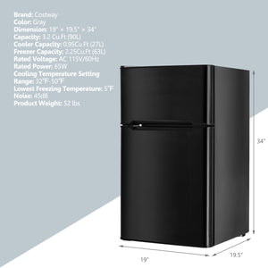 3.2 cu ft. Compact Stainless Steel Refrigerator-Black