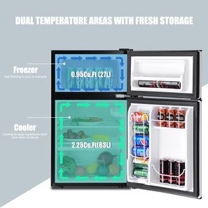 3.2 cu ft. Compact Stainless Steel Refrigerator-Gray