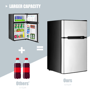 3.2 cu ft. Compact Stainless Steel Refrigerator-Gray