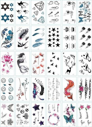 30 Pieces/set Small Luxury Temporary Tattoo Sticker Colorful Drawing Flower Cute Body Tatoo For Kids Adults