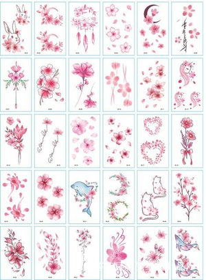 30 Pieces/set Small Luxury Temporary Tattoo Sticker Colorful Drawing Flower Cute Body Tatoo For Kids Adults