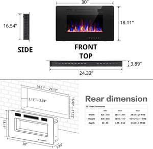 Electric Fireplace Recessed and Wall Mounted,830C3,836C3,842C3,850C3,860C3,868C3