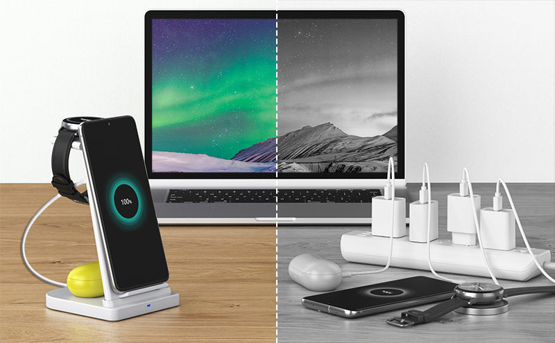 3-in-1 Fast Wireless Charging Stand for Phones, Apple Watch & AirPods by Infinite Basics