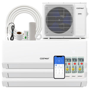 30000 BTU 3 Zone 23 SEER2 Mini Split Air Conditioner Wifi Enabled with Heat Pump-7+9+24K
