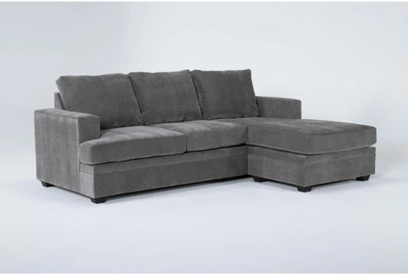 Bonaterra 97 Inch Queen Sleeper Sofa in gray, featuring plush cushions and an upholstered chaise on the right side, positioned against a plain white background.
