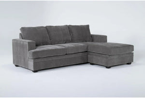 Bonaterra 97 Inch Queen Sleeper Sofa in gray, featuring plush cushions and an upholstered chaise on the right side, positioned against a plain white background.