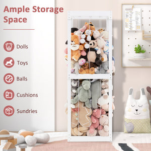 300L Large Stuffed Animal Storage with Open Top and Elastic Cords-White