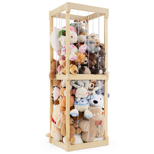 300L Large Stuffed Animal Storage with Open Top and Elastic Cords-Natural