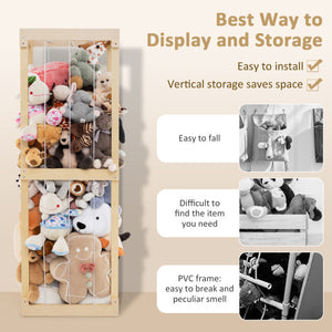 300L Large Stuffed Animal Storage with Open Top and Elastic Cords-Natural