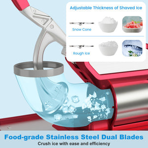 300W Commercial Ice Crusher with Dual Blades and Safety Switch-Red